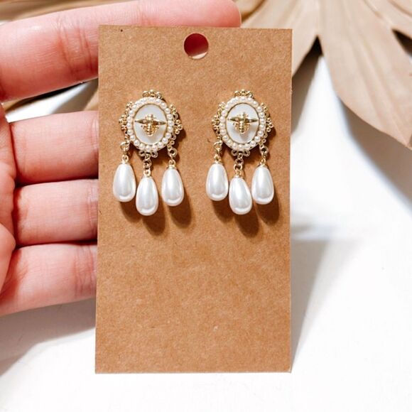 Pearl drop earrings N378 - Picture 5 of 5